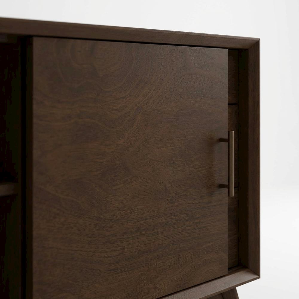 Walnut Small TV Console, Mid Century Modern Design, Solid Wood Construction