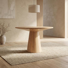 Natural Round Dining Table, Mid-Century Modern Style, Seats 4
