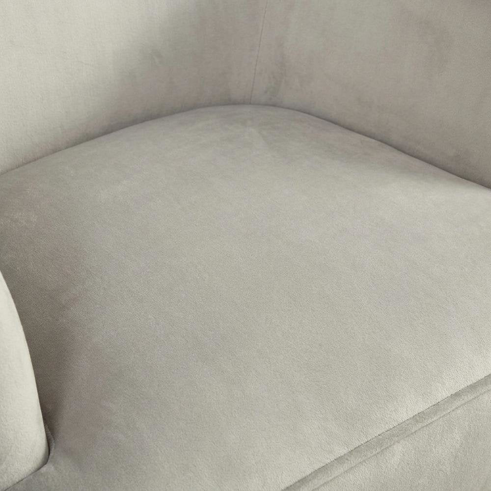 Velour Fabric Accent Chair with Rubberwood Frame, Grey with Gold Legs