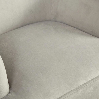 Velour Fabric Accent Chair with Rubberwood Frame, Grey with Gold Legs