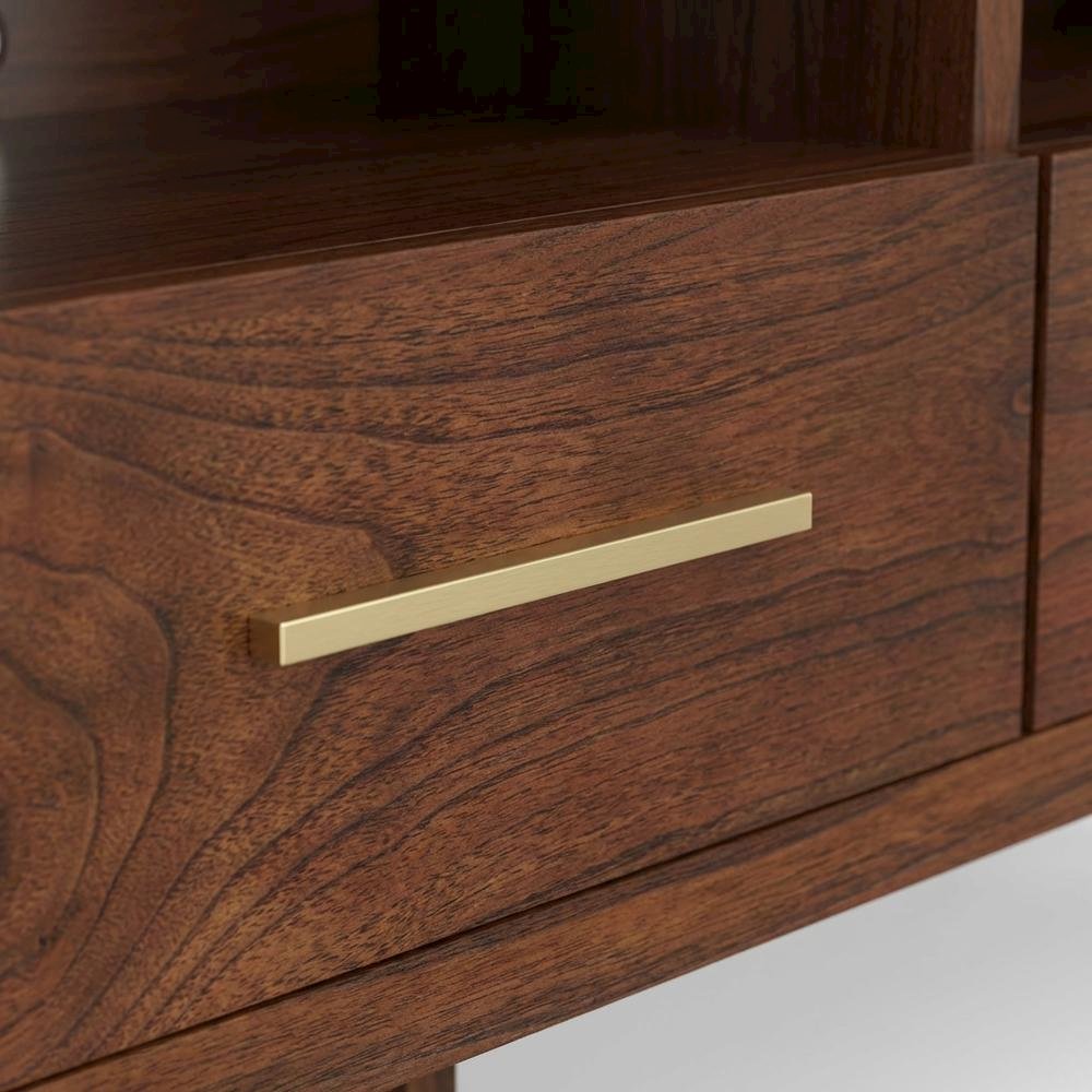 Mid Century Modern Brown TV Console with Mahogany Solids & Veneer