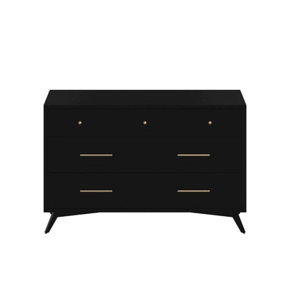 Flynn Mid Century Modern 7 Drawer Dresser, Black