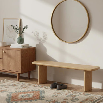 Light Oak Modern Dining Bench with Sturdy Frame and Comfortable Seating