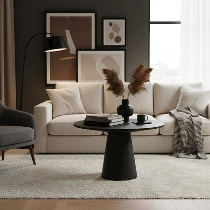 Black Modern Coffee Table with Open Leg Design and Sturdy Construction