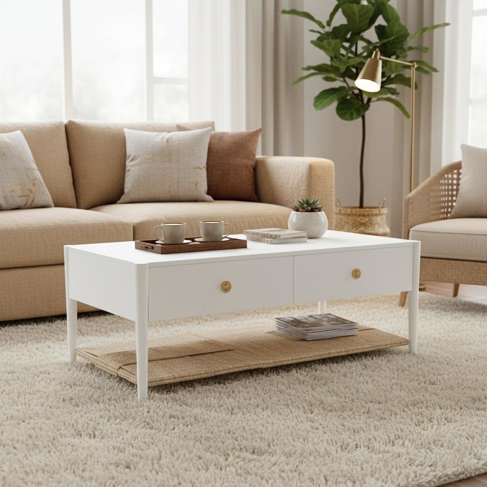 Coffee Table with Modern Design and Open Shelf Storage