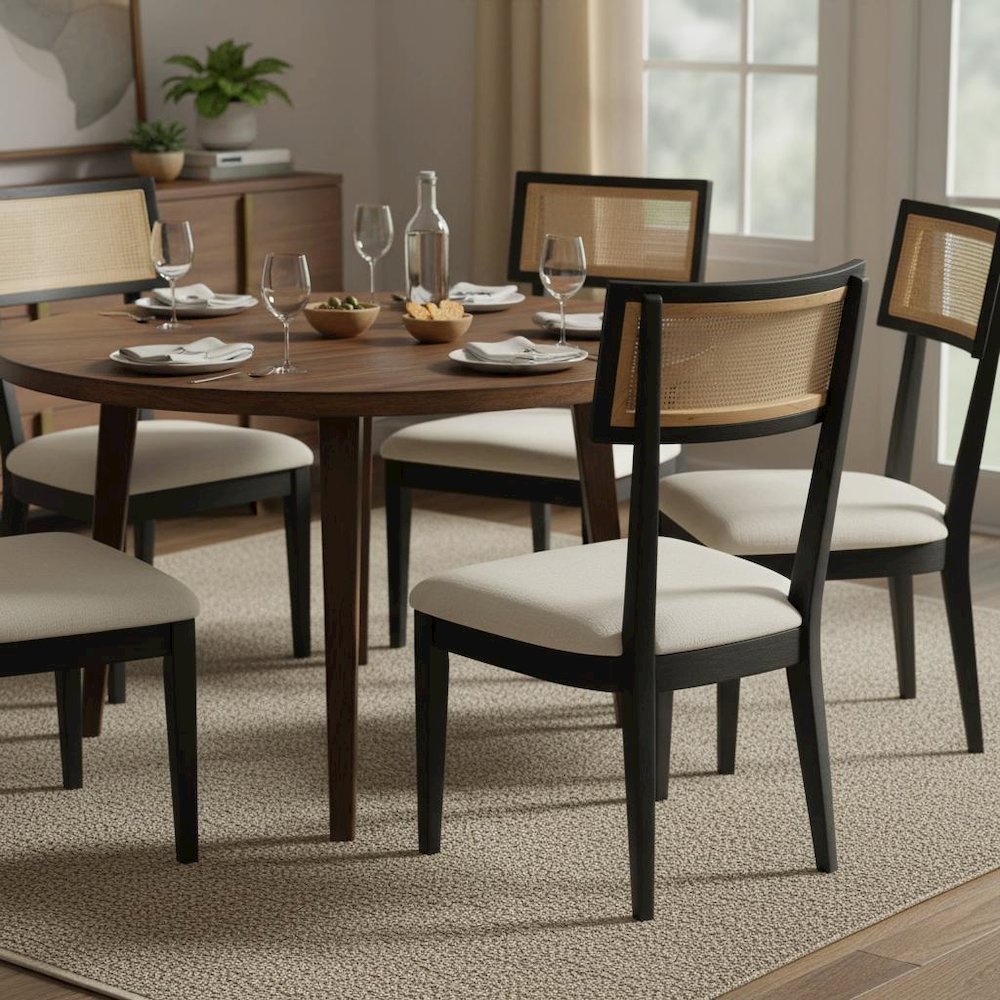 Transitional Upholstered Side Chairs Set of 2 with Cushioned Seats