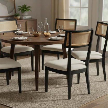 Transitional Upholstered Side Chairs Set of 2 with Cushioned Seats