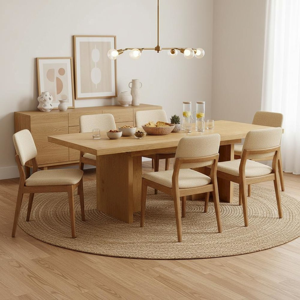 Warm Wood Extension Dining Table with Adjustable Height and Modern Rustic Design