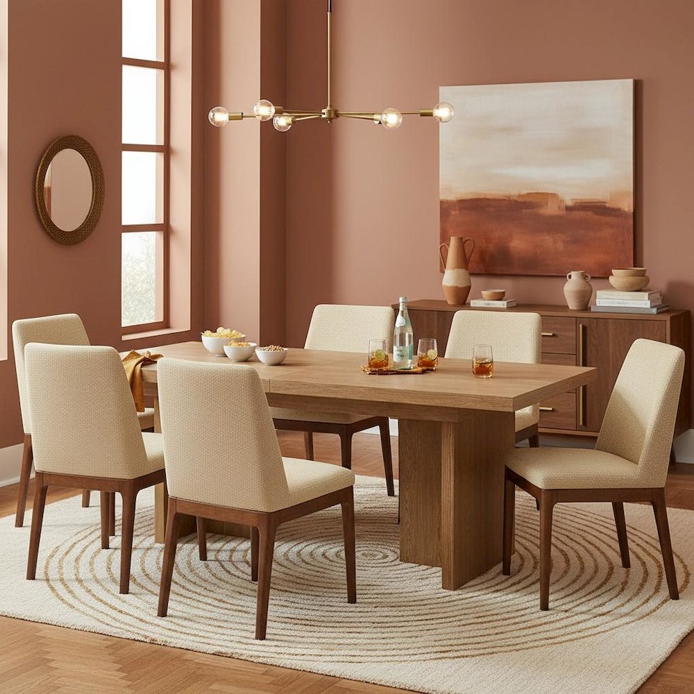 Oak Extendable Dining Table with Adjustable Height and Modern Rustic Design