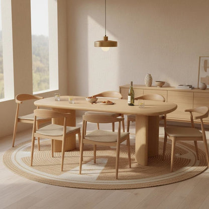 Dining Table Light Oak Modern Design Single Piece Sturdy Construction