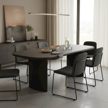 Dining Table Black Modern Design Durable Construction Solid Wood Surface