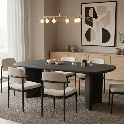 Dining Table Black Modern Design Durable Construction Solid Wood Surface