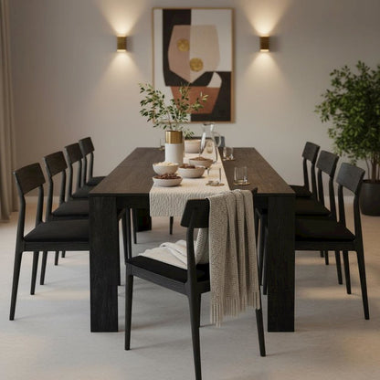 Extension Dining Table Black Adjustable Height with Sturdy Legs
