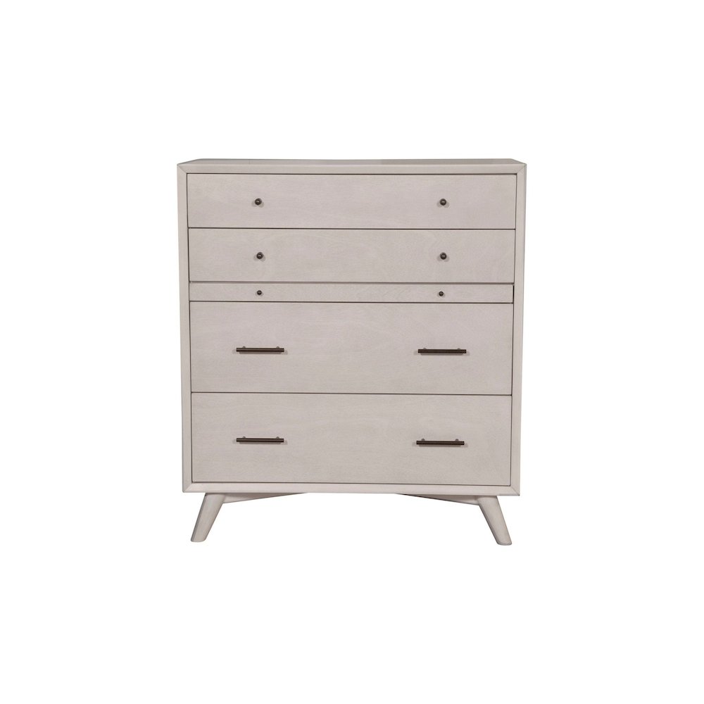 Flynn Mid Century Modern 4 Drawer Multifunction Chest w/Pull Out Tray, Gray