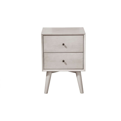 Flynn Mid Century Modern 2 Drawer Nightstand, Gray