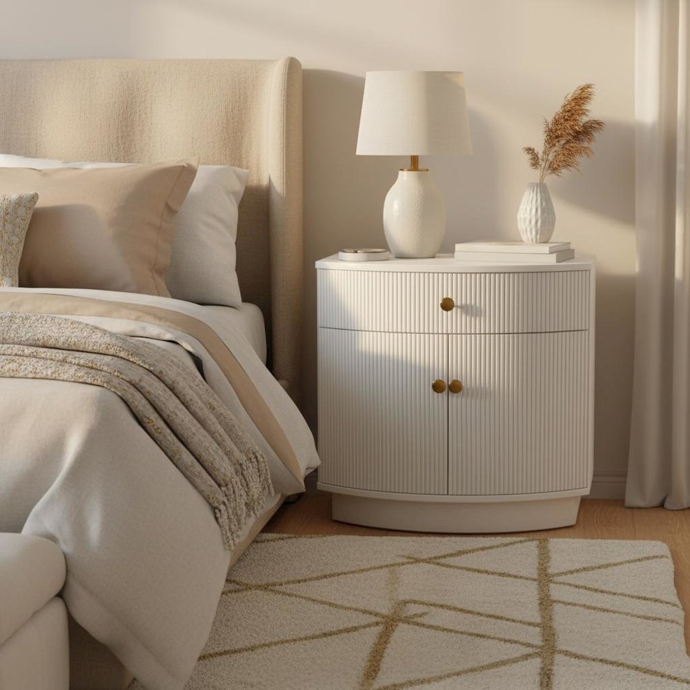 Nightstand with Rubberwood Solids and Oak Veneer Modern Contemporary Design