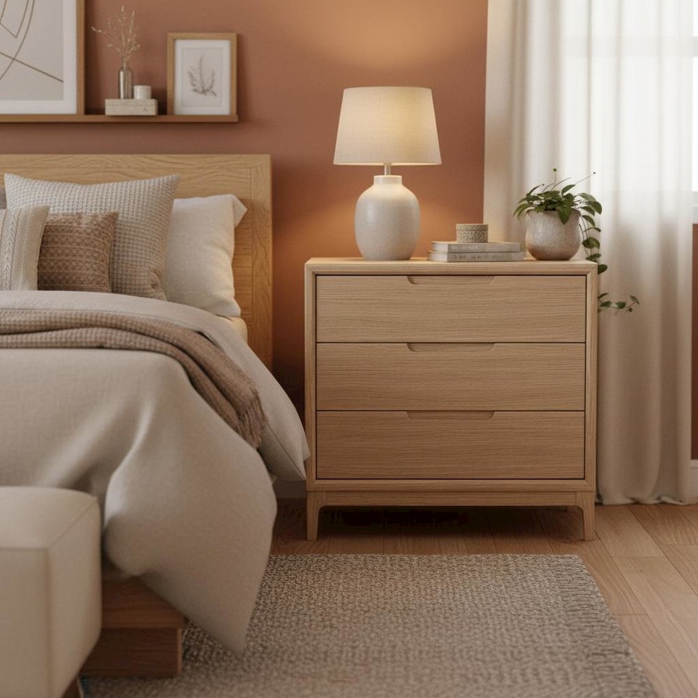 Light Oak Accent Chest with Modern Design and Spacious Drawer Storage