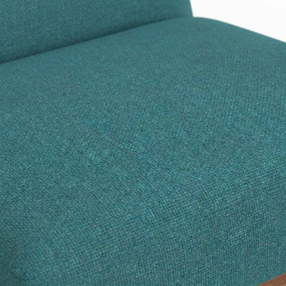 Solid Rubberwood Lounge Chair, Transitional Accent Chair, Medium Brown-Turquoise