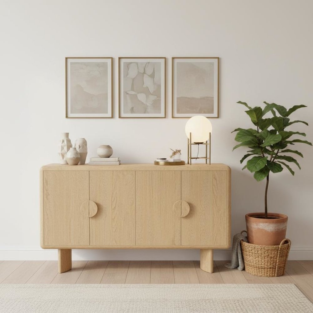 Sideboard Light Oak Modern Design with Spacious Storage and Durable Build