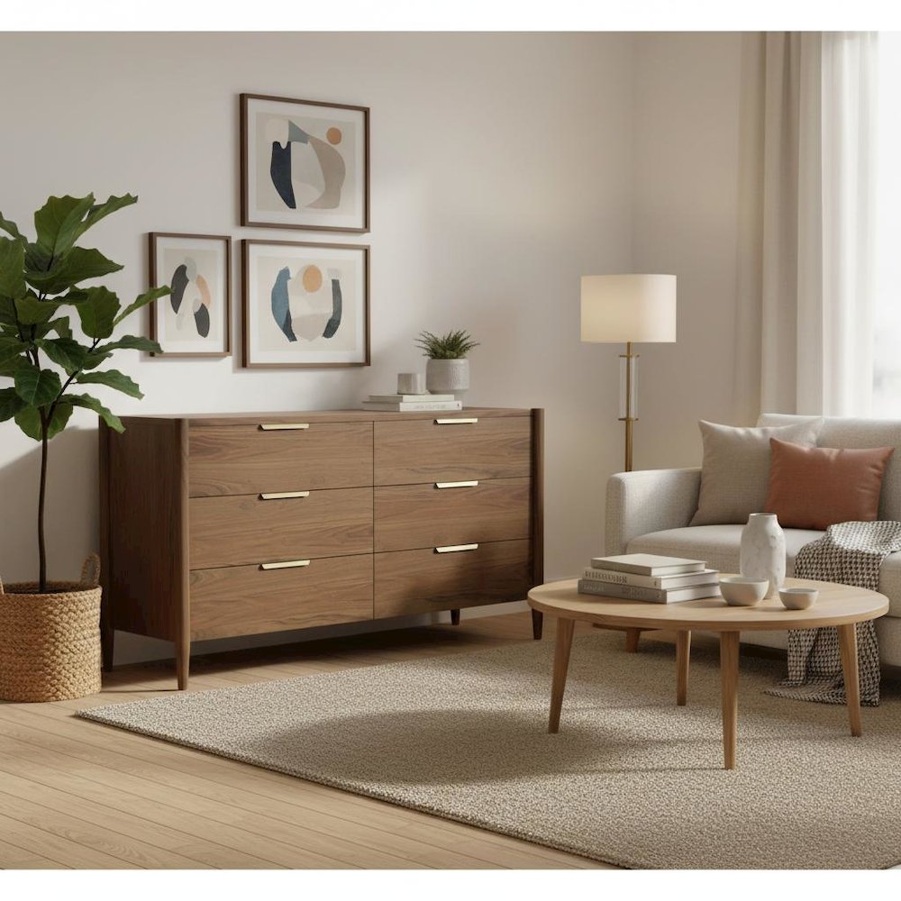 Walnut Modern Contemporary Dresser with Spacious Drawers and Sleek Design