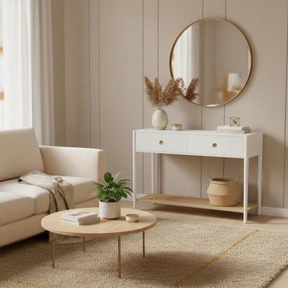 Console Table with Drawer and Open Shelf Modern Design