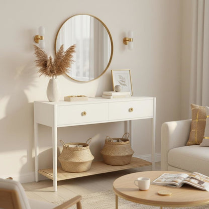 Console Table with Drawer and Open Shelf Modern Design