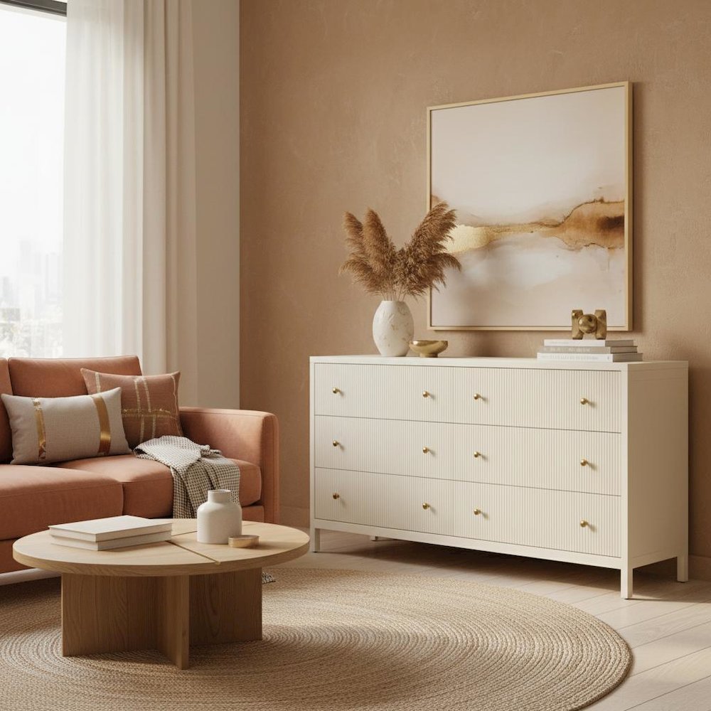 Modern Farmhouse Dresser with Spacious Drawers and Sturdy Construction