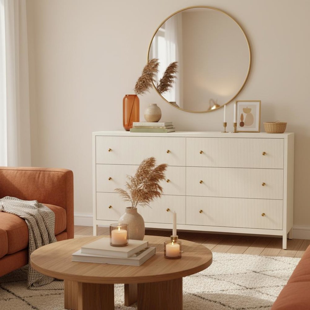 Modern Farmhouse Dresser with Spacious Drawers and Sturdy Construction
