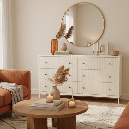 Modern Farmhouse Dresser with Spacious Drawers and Sturdy Construction