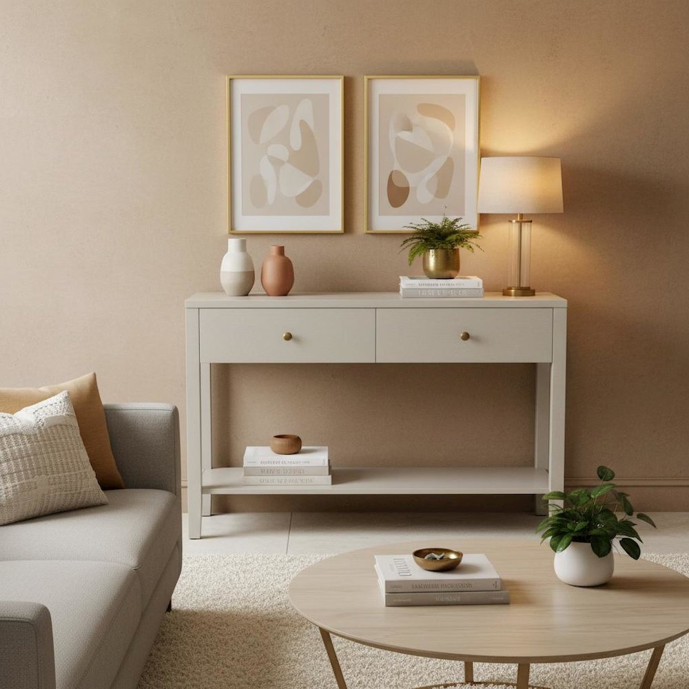 Console Table Modern Farmhouse Style with Drawer Storage