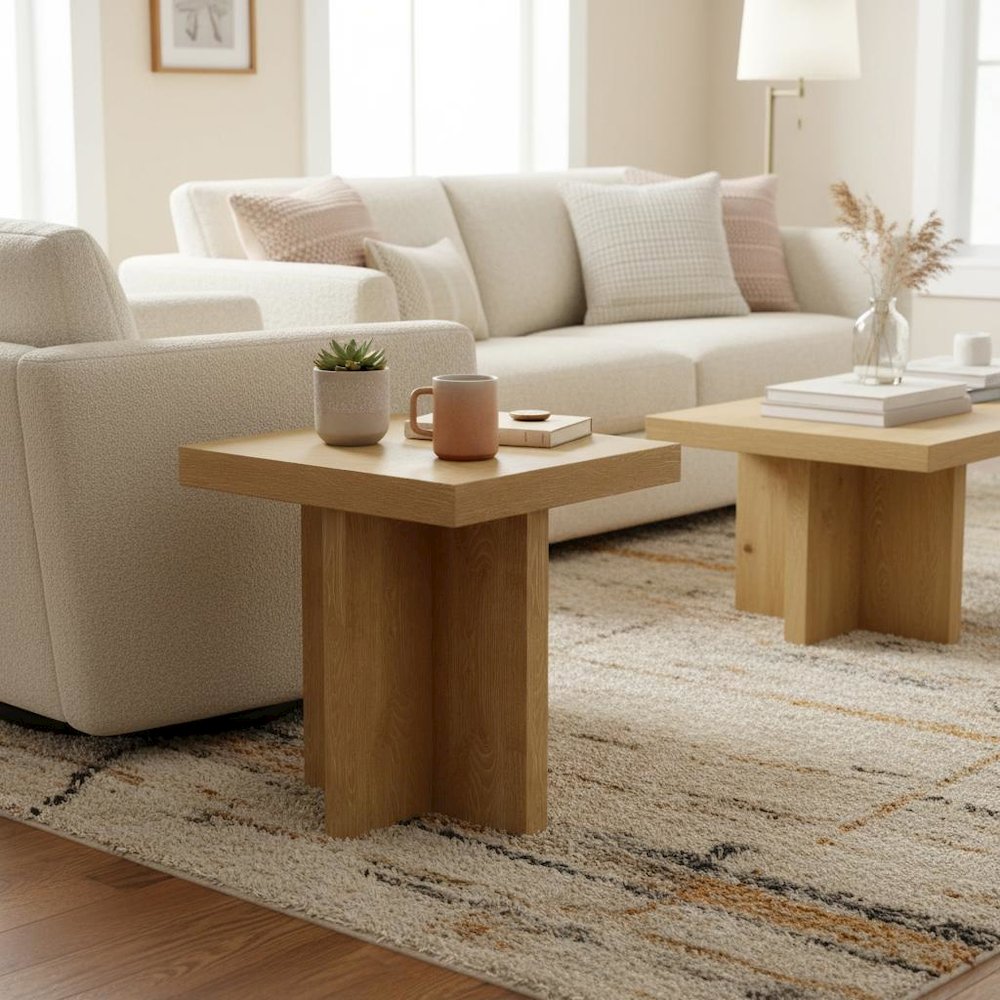Nature-Inspired Finish End Table with Modern Rustic Style and Sturdy Build