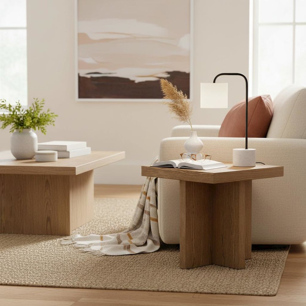 Oak End Table with Modern Rustic Design and Sturdy Wood Construction