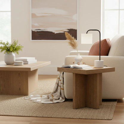 Oak End Table with Modern Rustic Design and Sturdy Wood Construction