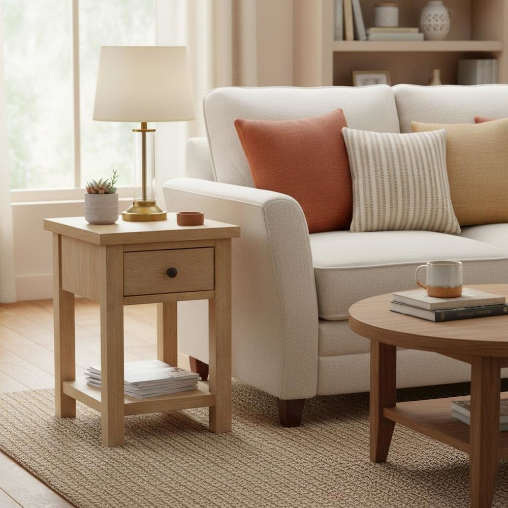 Modern Farmhouse End Table with Sturdy Construction and Versatile Design
