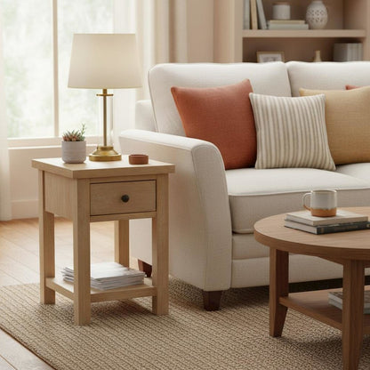 Modern Farmhouse End Table with Sturdy Construction and Versatile Design