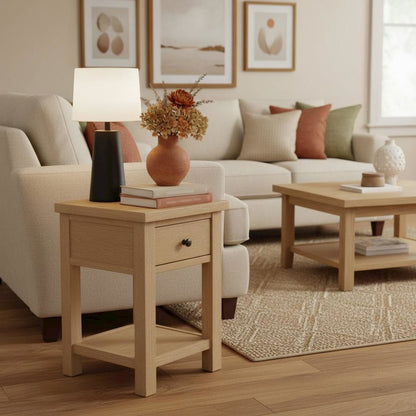 Modern Farmhouse End Table with Sturdy Construction and Versatile Design