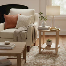 Light Wood Round End Table with Modern Contemporary Design