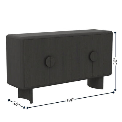 Black Modern Sideboard with Spacious Storage and Sleek Minimalist Design