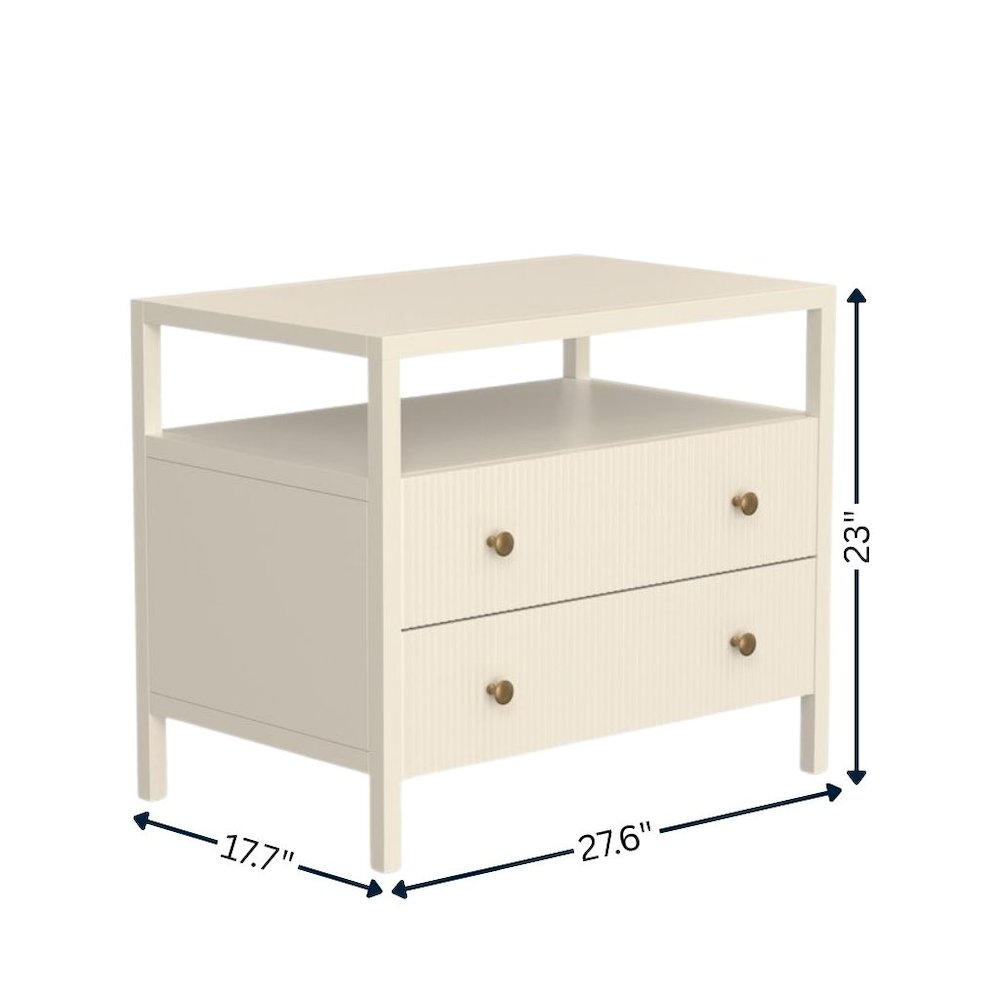 Nightstand with Drawer Rubberwood Solids and Oak Veneer Modern Farmhouse Design