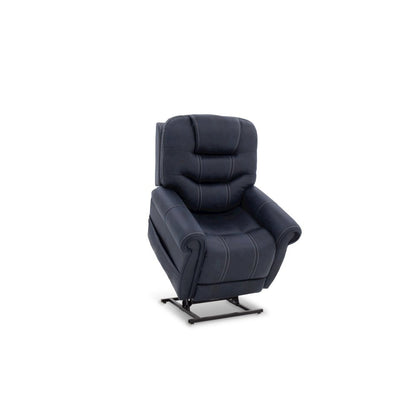 Blue Power Recliner with Adjustable Headrest, Lumbar Support, and Heat
