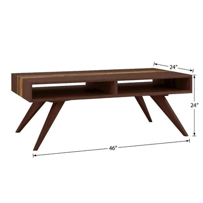 Brown Solid Moso Bamboo Coffee Table with Mid Century Design and Sturdy Build