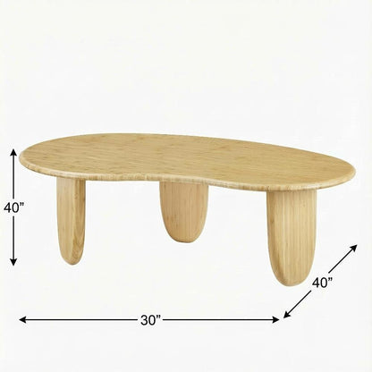 Beige Bamboo Coffee Table with Solid Moso Bamboo Construction Mid Century Design