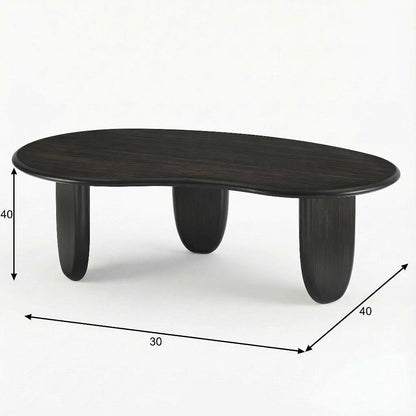 Black Coffee Table with Solid Moso Bamboo Surface Durable Construction