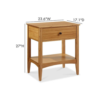 Caramelized Bamboo Nightstand with 1 Drawer – Minimalist Wood Side Table