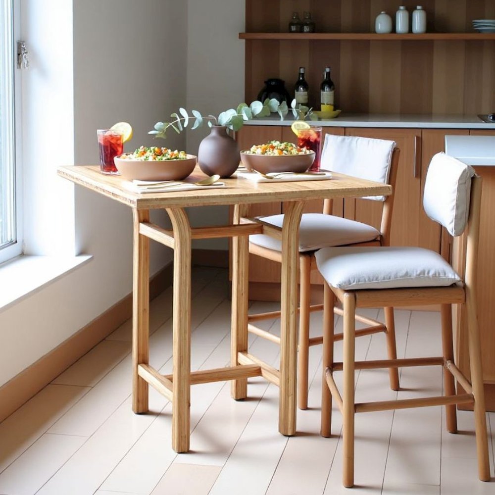 Solid Bamboo Bar Height Table – Tall Square Table in Caramelized Finish