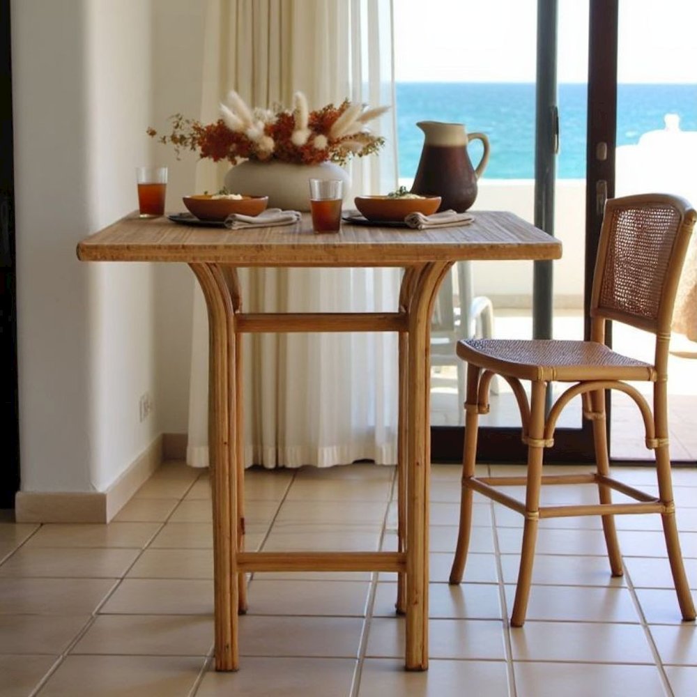 Solid Bamboo Bar Height Table – Tall Square Table in Caramelized Finish