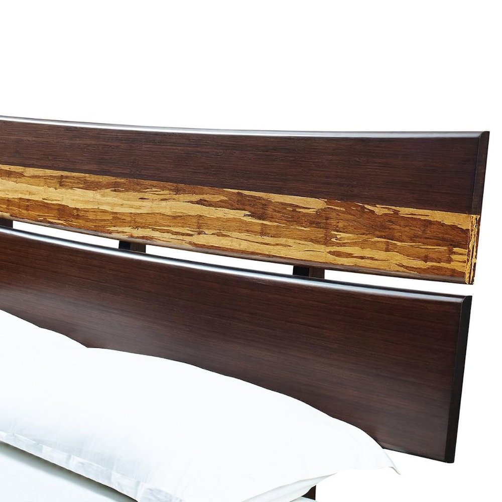 Bamboo Queen Platform Bed – Wooden Bed Frame Queen Size in Sable Finish
