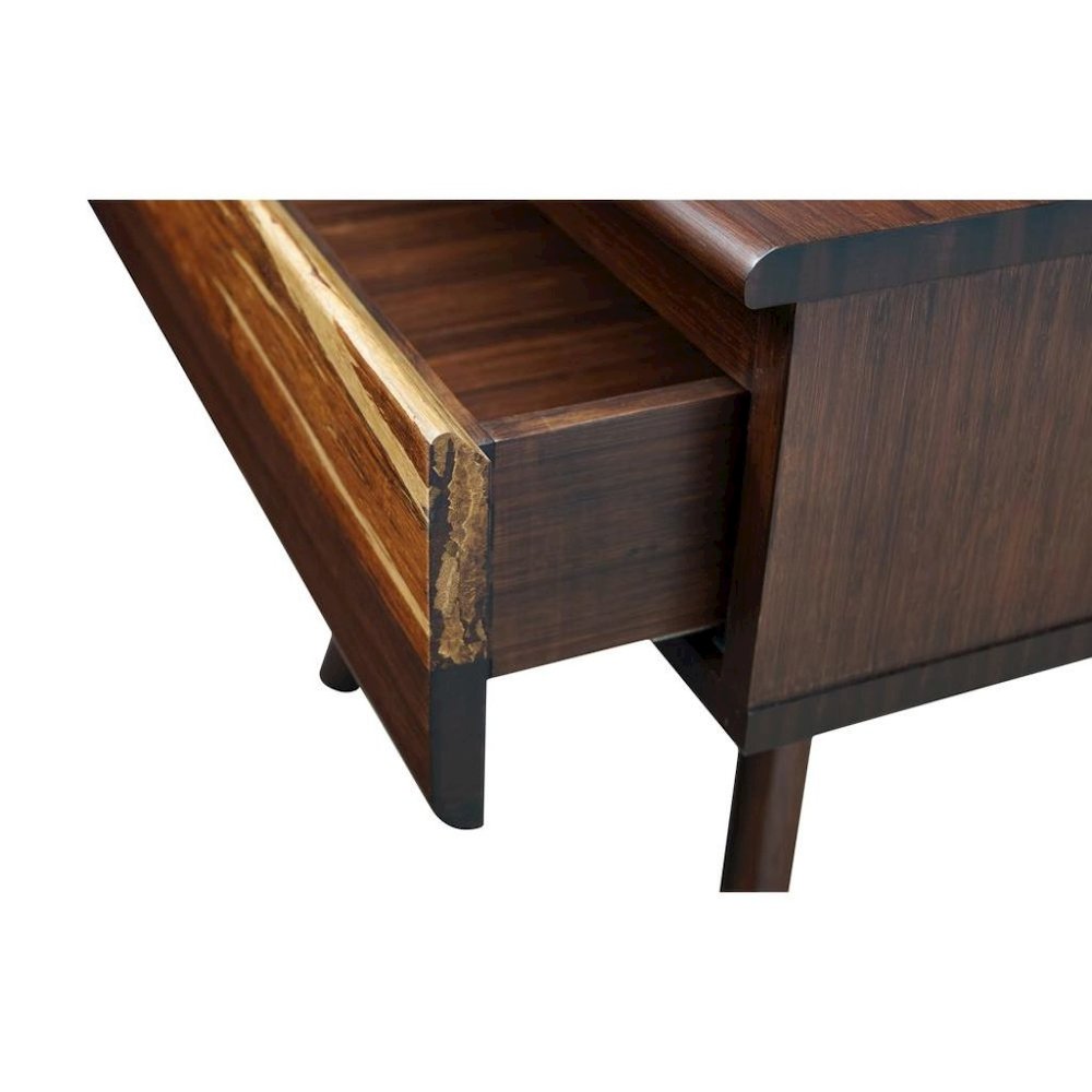 Solid Bamboo Bed Side Table – Wood Nightstand with 1 Drawer in Sable Finish