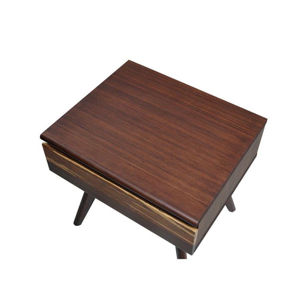 Solid Bamboo Bed Side Table – Wood Nightstand with 1 Drawer in Sable Finish