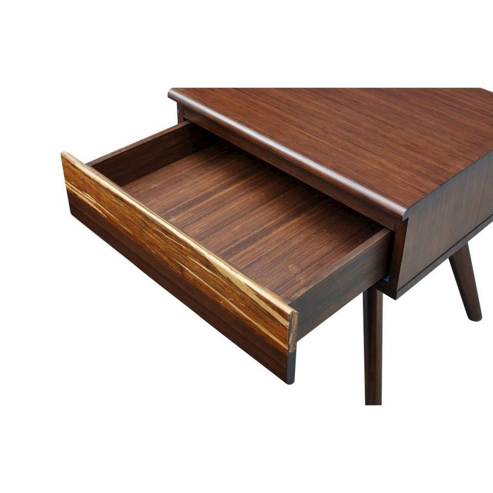 Solid Bamboo Bed Side Table – Wood Nightstand with 1 Drawer in Sable Finish